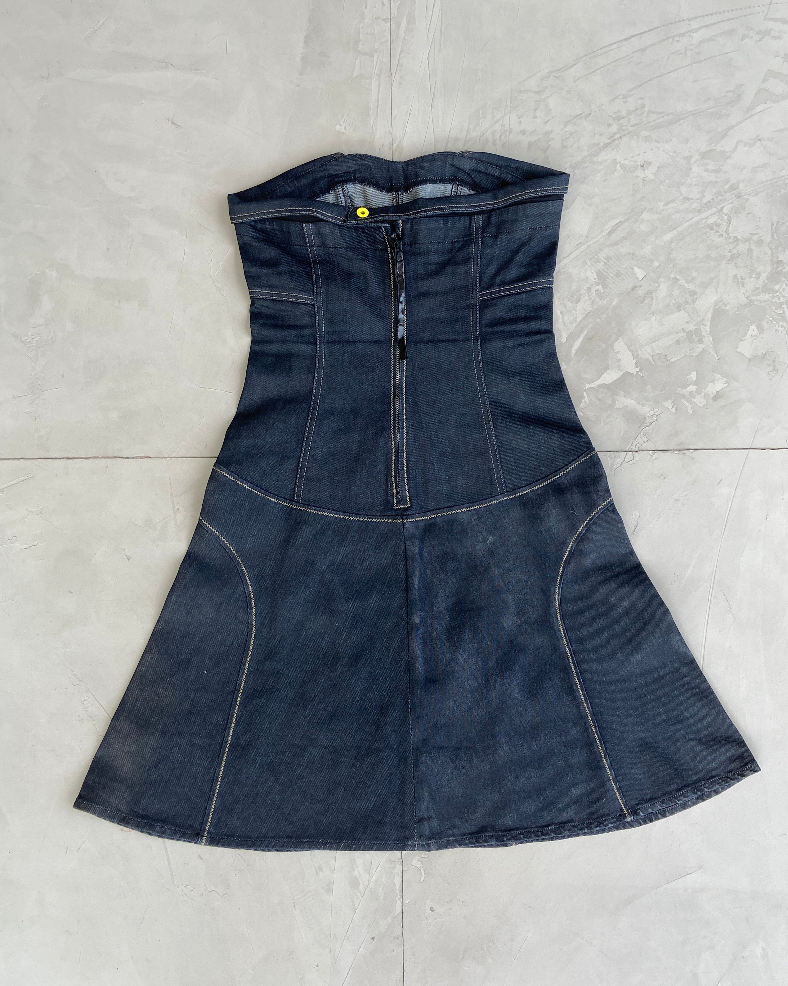 DIESEL 2000'S DENIM STRAPLESS DRESS - M
