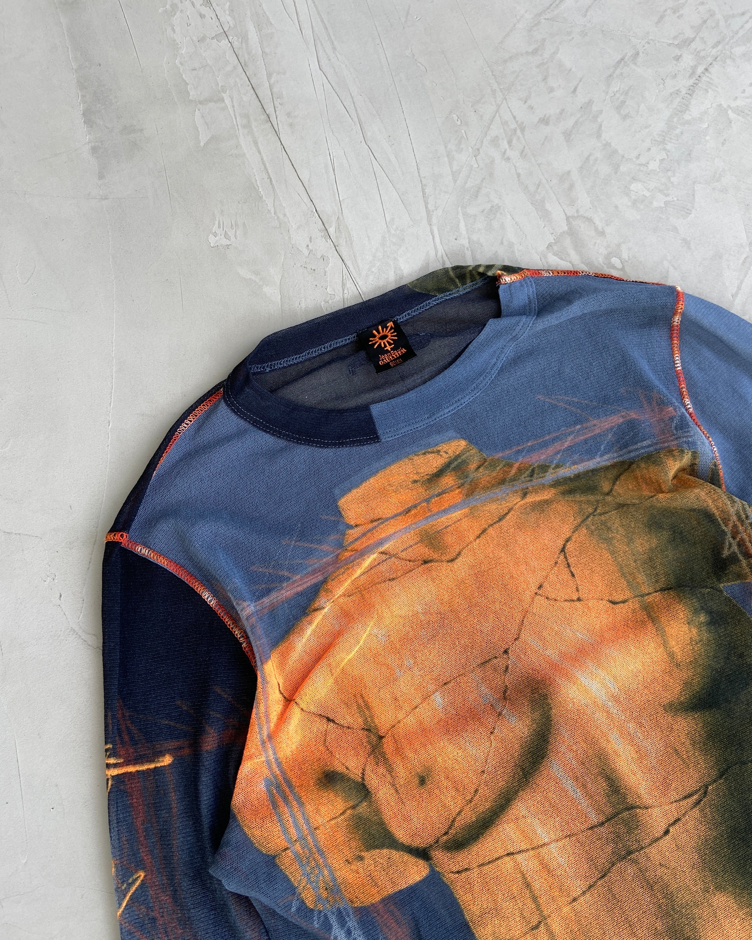 JEAN PAUL GAULTIER SS1999 SOLEIL VENUS DE MILO MESH TOP - M