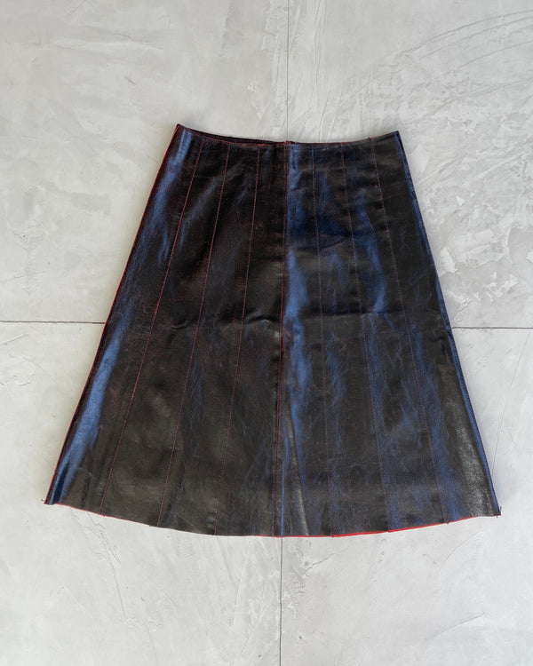 MUXART CRACKED LEATHER SKIRT - EU 42 / UK 14