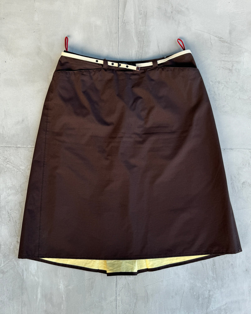 PRADA SPORT 2000'S GORETEX BROWN MIDI SKIRT - L