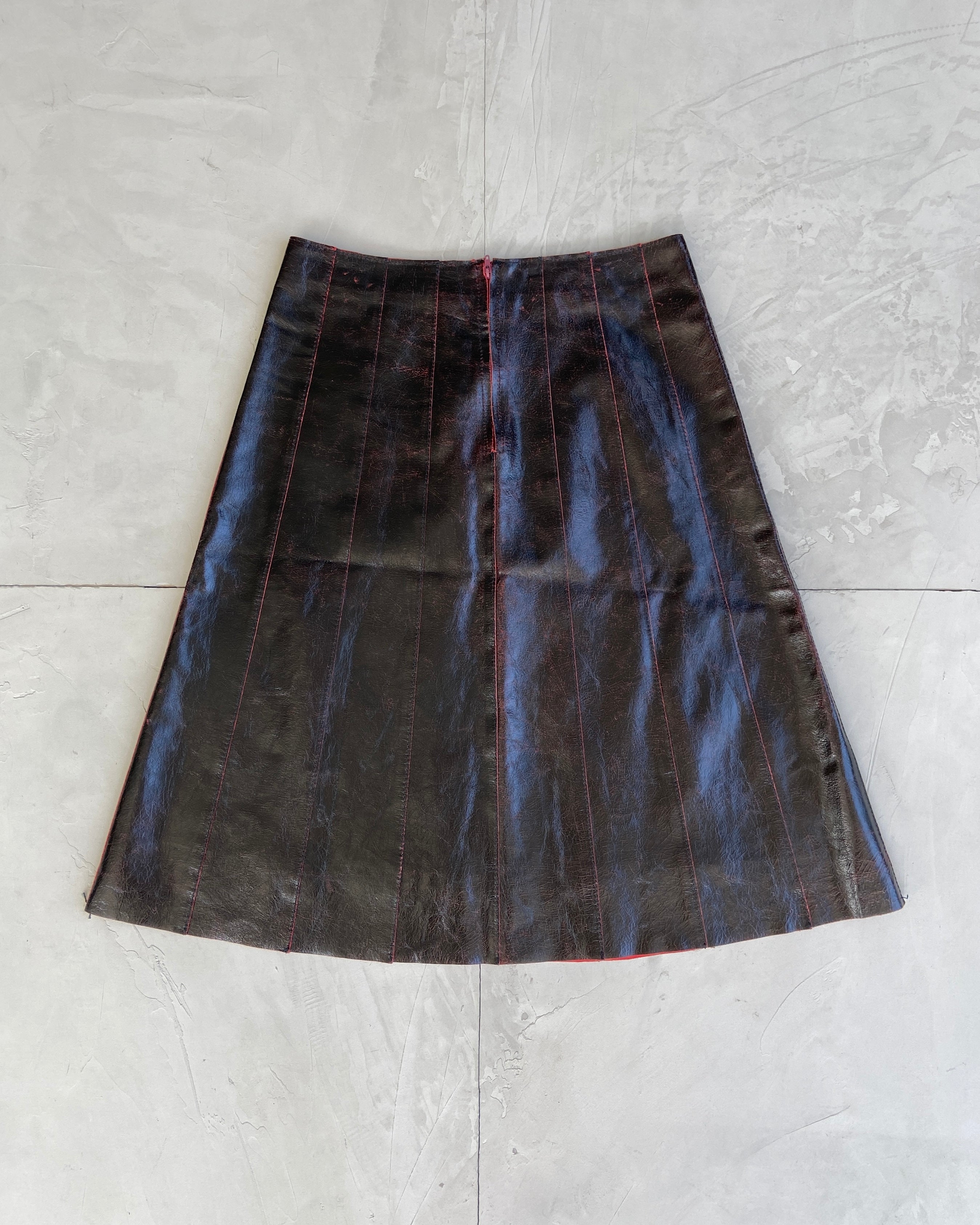 MUXART CRACKED LEATHER SKIRT - EU 42 / UK 14
