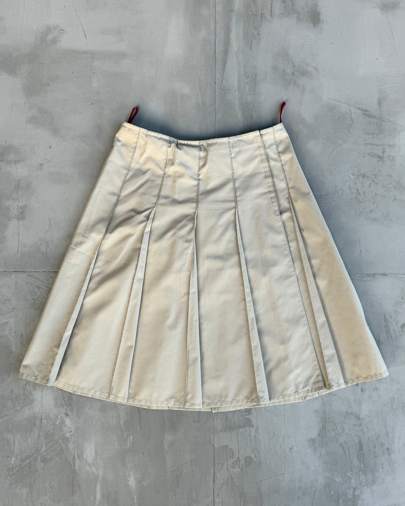 PRADA SPORT NYLON BEIGE PLEATED MIDI SKIRT - M