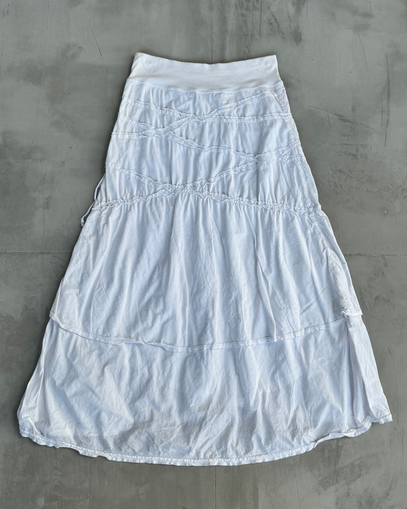 COP COPINE WHITE COTTON RUFFLE MAXI SKIRT - M