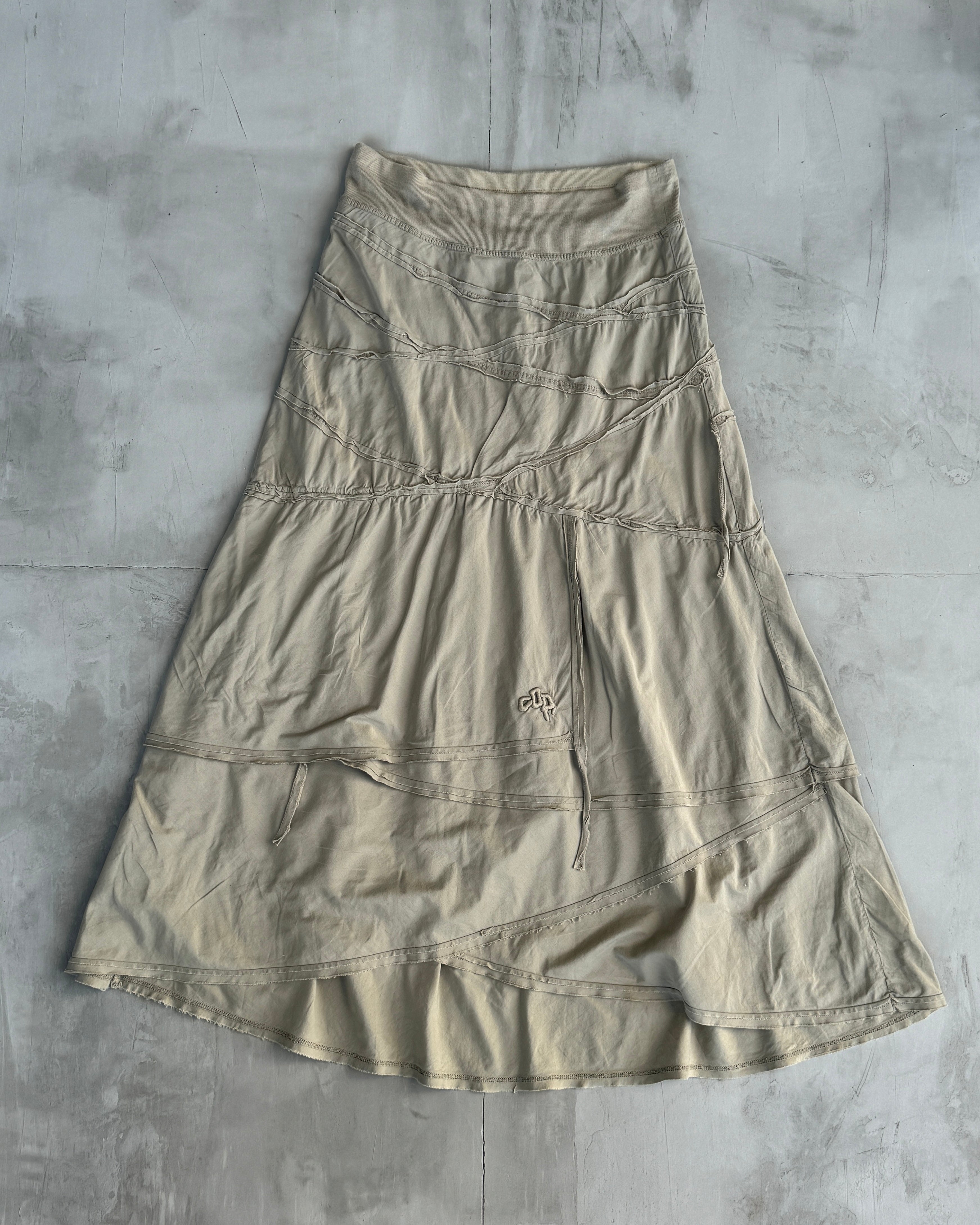 COP COPINE BEIGE COTTON RUFFLE MAXI SKIRT - M/L