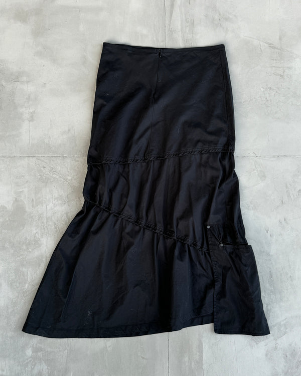 COP COPINE BLACK CARGO DRAWSTRING MAXI SKIRT - S/M