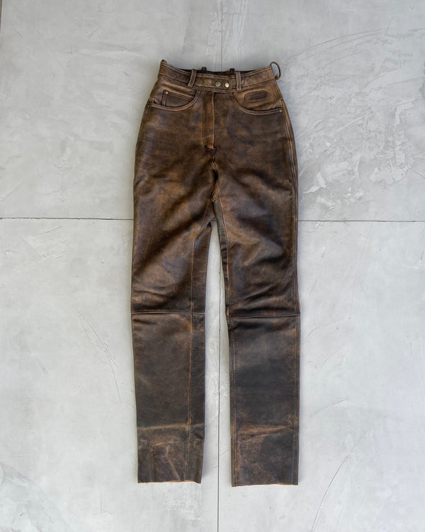 90'S WASHED LEATHER TROUSERS - XS