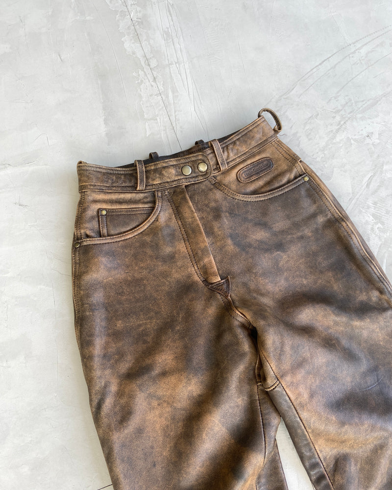 90'S WASHED LEATHER TROUSERS - XS