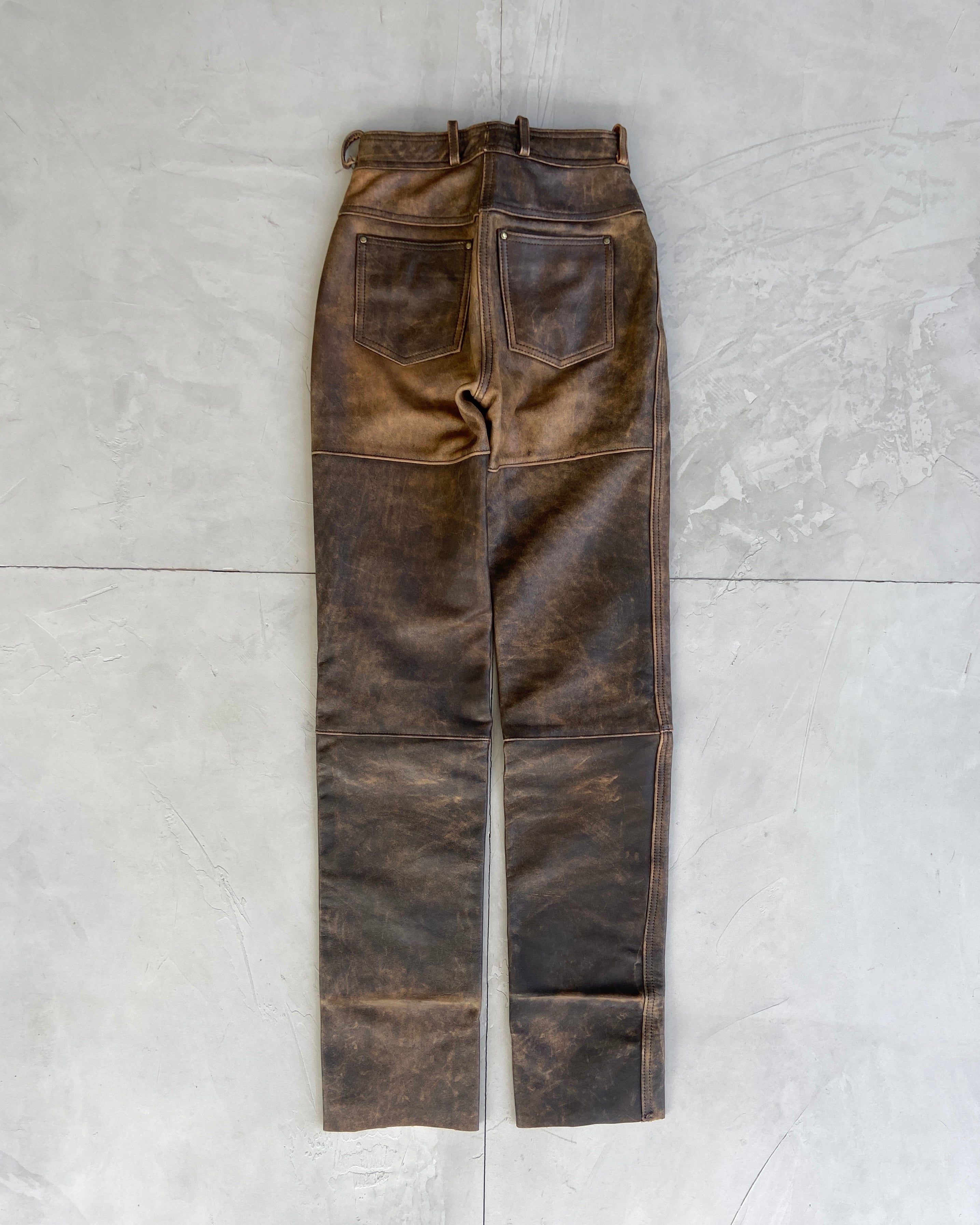 90'S WASHED LEATHER TROUSERS - XS