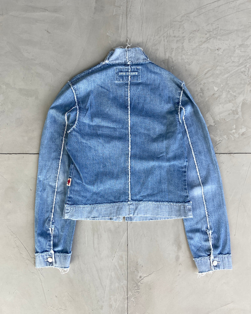 GAULTIER 'JPG JEAN'S' RAW HEM DENIM JACKET - M