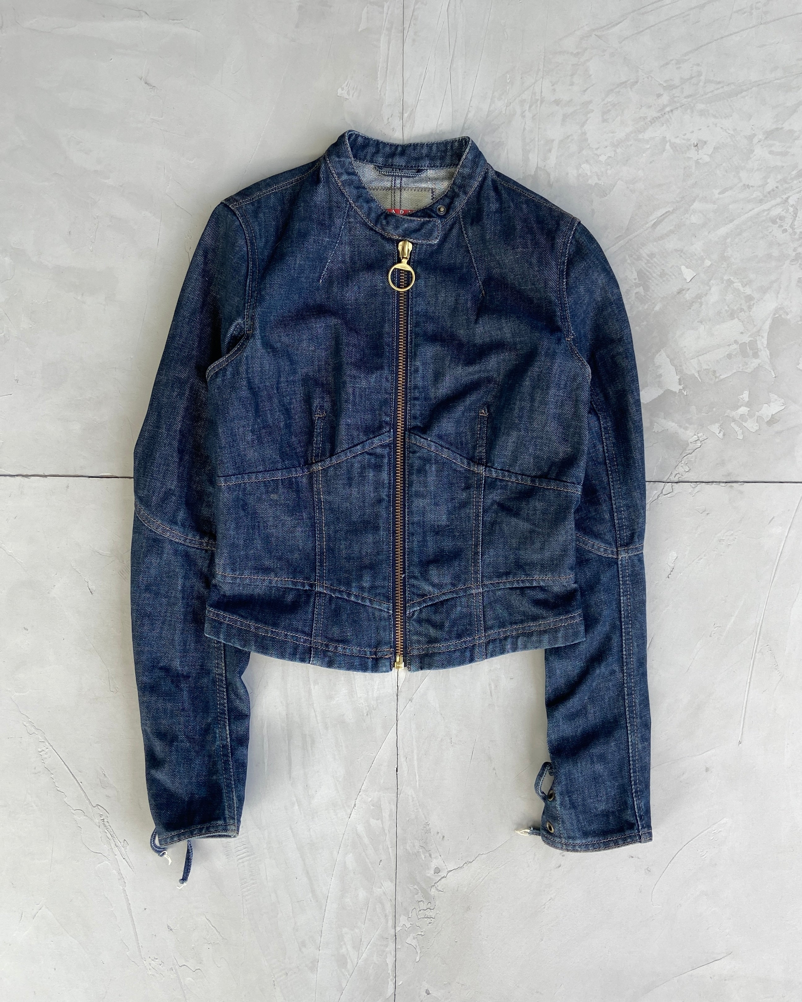PRADA SPORT LACE UP DENIM JACKET - UK 10 / M