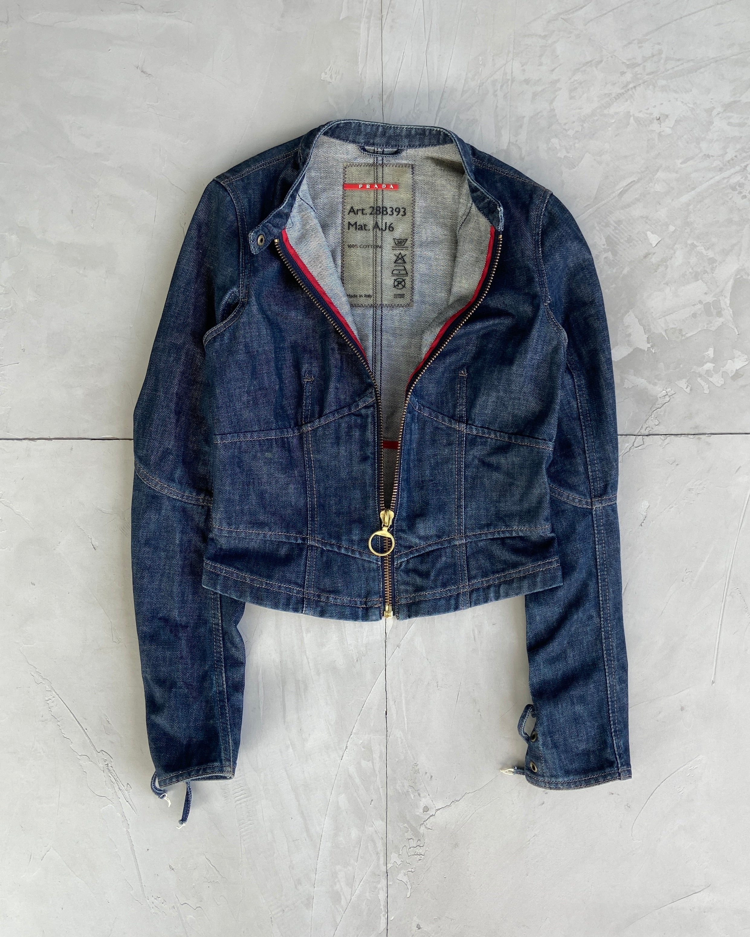 PRADA SPORT LACE UP DENIM JACKET - UK 10 / M