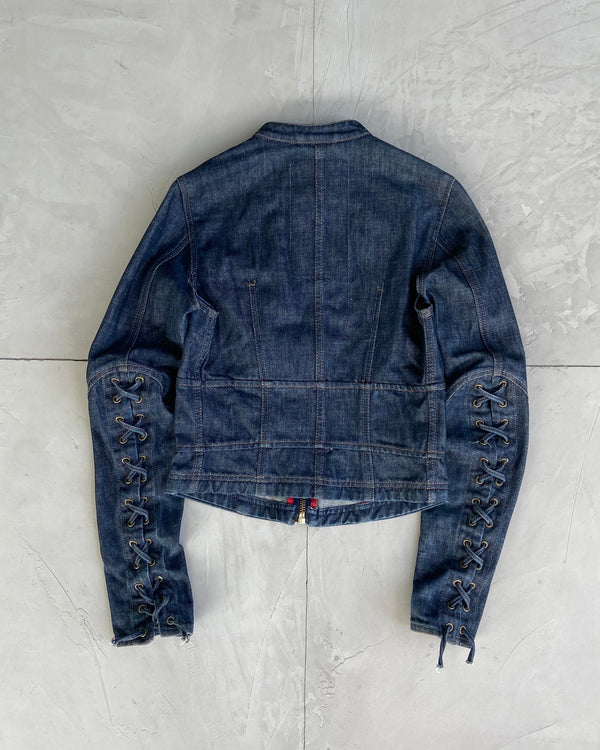 PRADA SPORT LACE UP DENIM JACKET - UK 10 / M