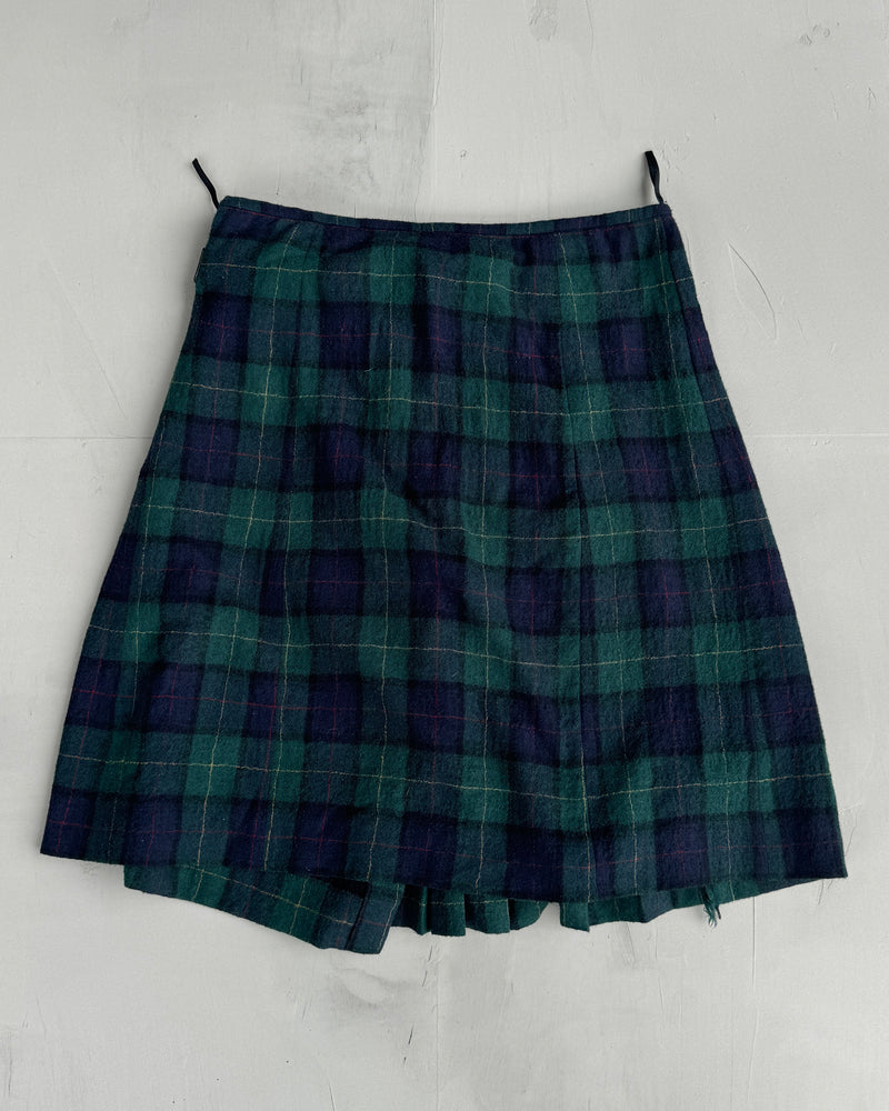 PRADA PLAID WOOL WRAP SKIRT - S/M