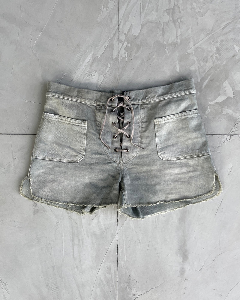 DIESEL 2000'S LACE UP MINI SHORTS - S