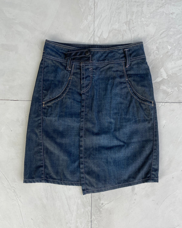 GAS 90'S DENIM WRAP SKIRT - S/M