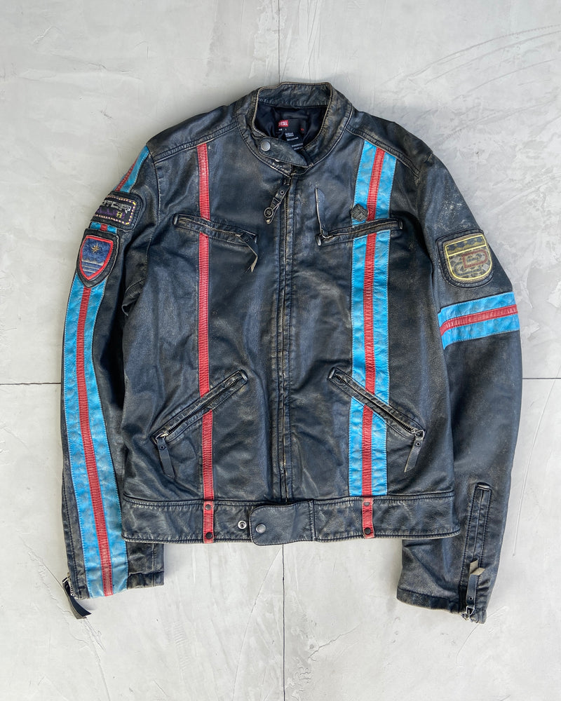 DIESEL 90'S LEATHER RACER JACKET - L