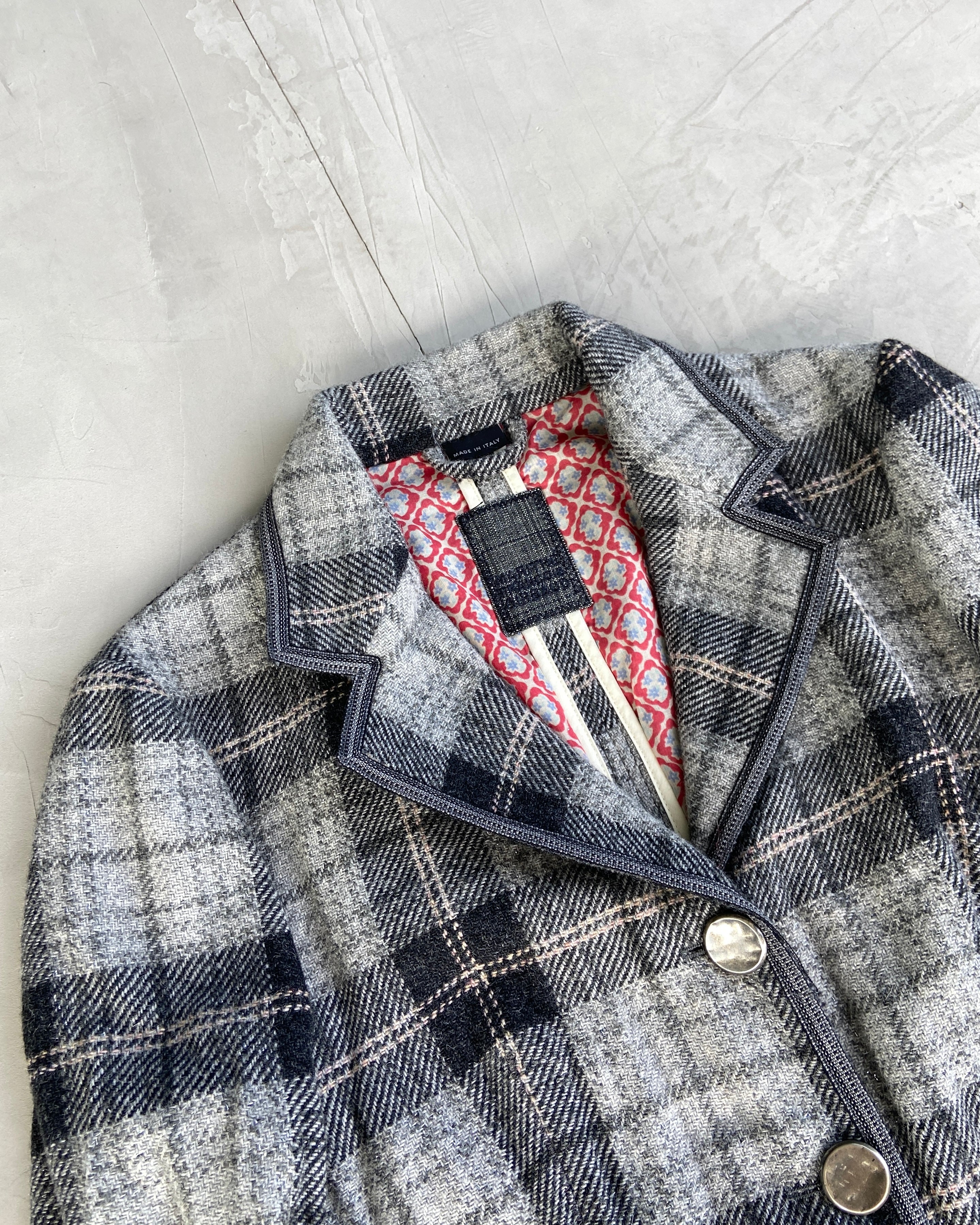 MARITHE FRANCOIS GIRBAUD MFG PLAID CHECK BLAZER - M