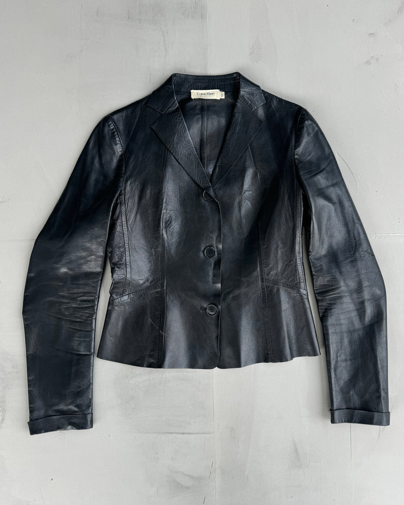 CALVIN KLEIN COLLECTION SS97 LEATHER BLAZER - XS