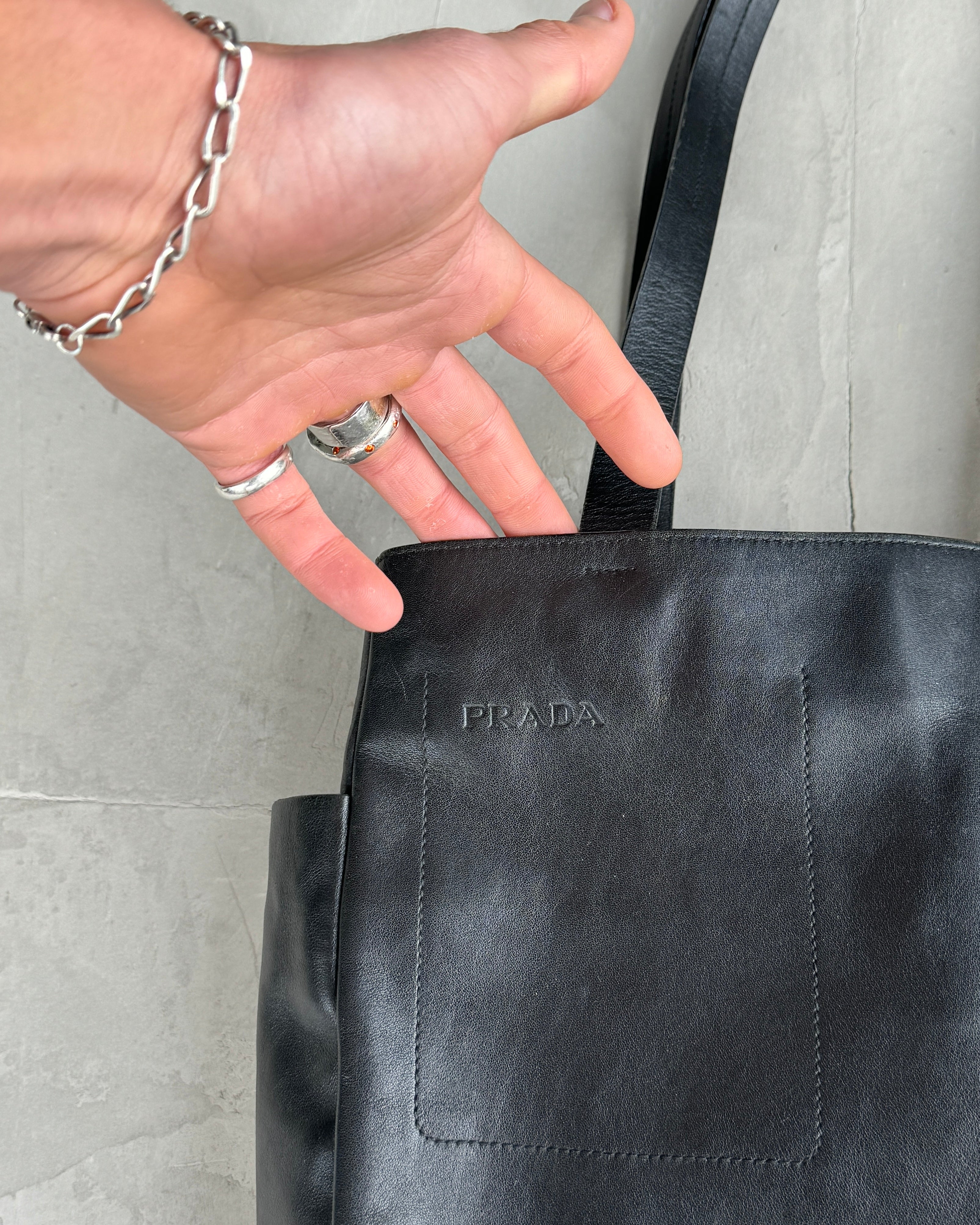 PRADA 2000'S LEATHER MULTI-POCKET TOTE BAG