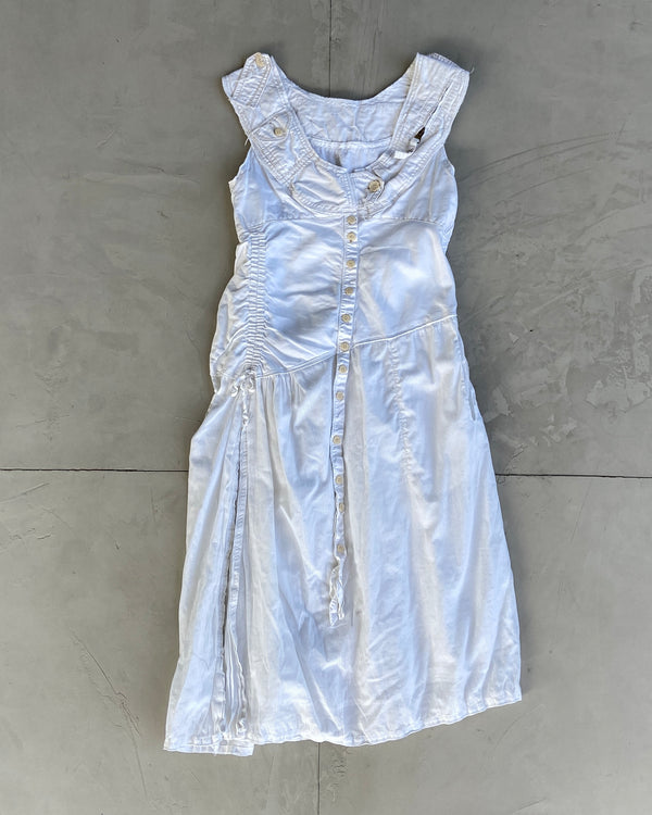 MARITHE FRANCOIS GIRBAUD MFG LINEN WHITE DRESS - S/M