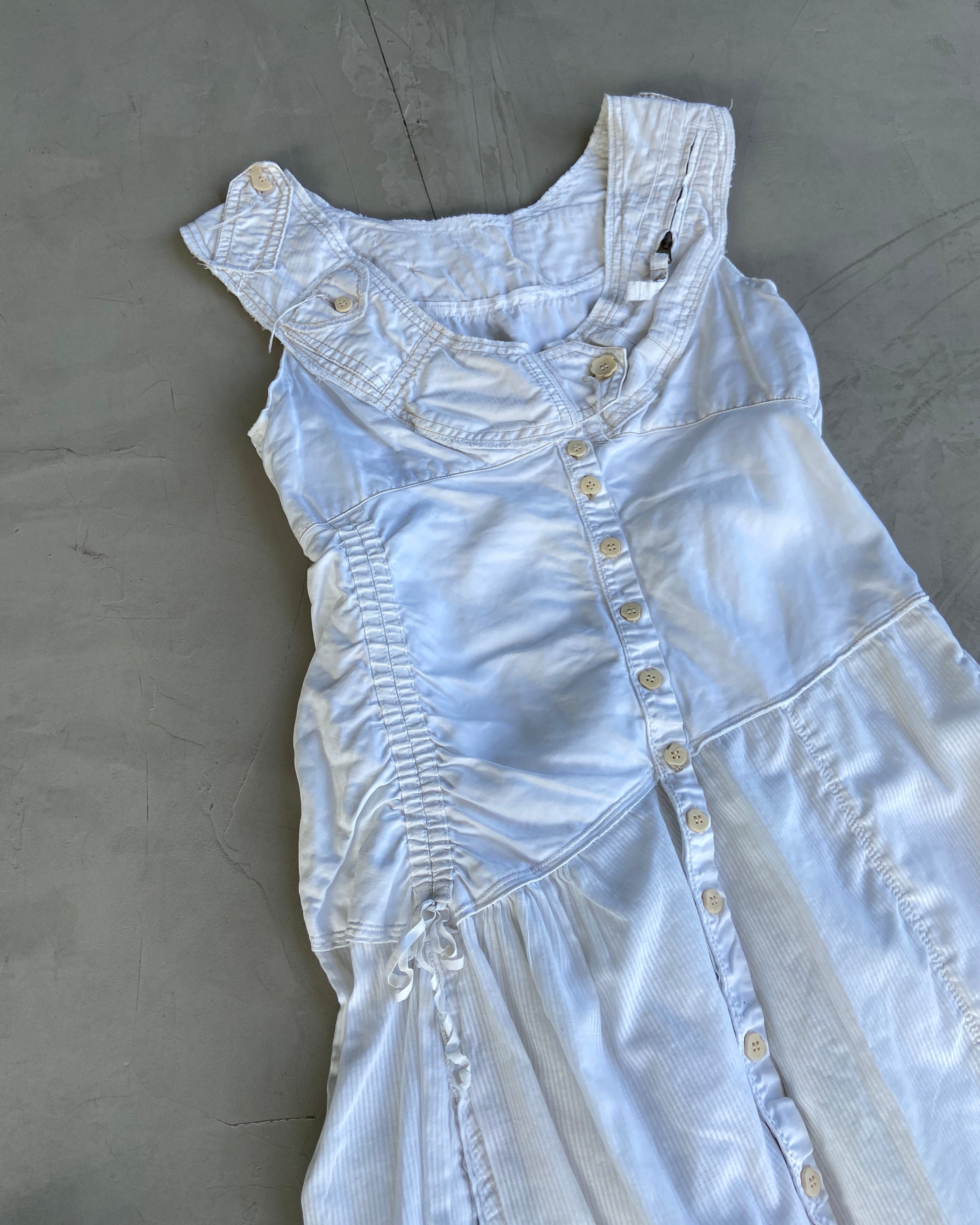 MARITHE FRANCOIS GIRBAUD MFG LINEN WHITE DRESS - S/M