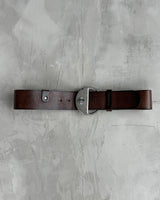 DIESEL CHUNKY METAL & BROWN LEATHER BELT - M