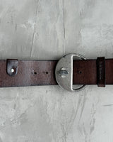 DIESEL CHUNKY METAL & BROWN LEATHER BELT - M