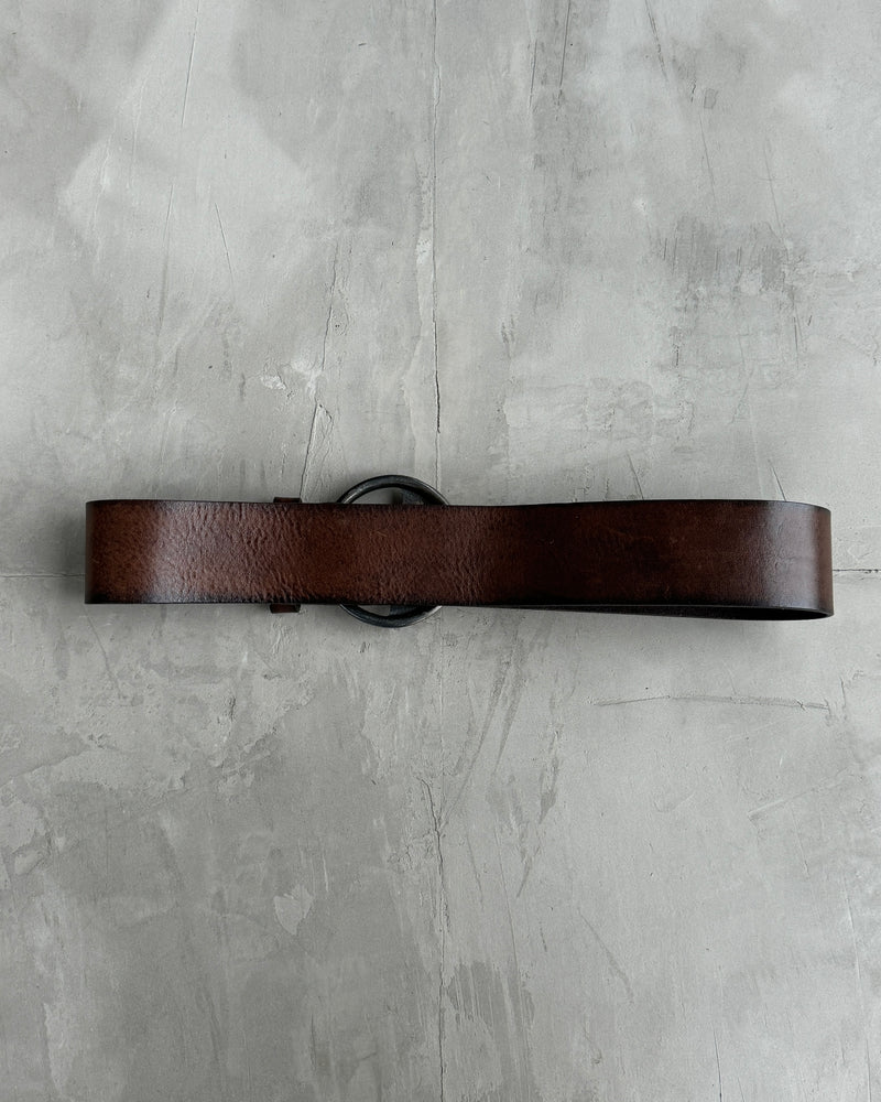 DIESEL CHUNKY METAL & BROWN LEATHER BELT - M