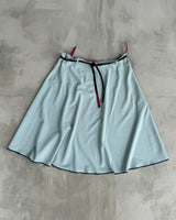 PRADA SPORT BABY BLUE NYLON SKIRT WITH LEATHER BELT - M