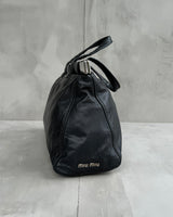 MIU MIU 90'S BLACK LEATHER & CHROME BAR SHOULDER BAG