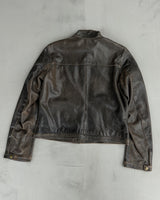 90'S WASHED BROWN LEATHER JACKET