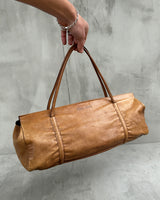 MIU MIU LIGHT BROWN LEATHER BARREL SHOULDER BAG