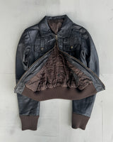 90'S CROPPED MULTIPOCKET LEATHER JACKET - S