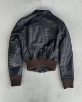 90'S CROPPED MULTIPOCKET LEATHER JACKET - S