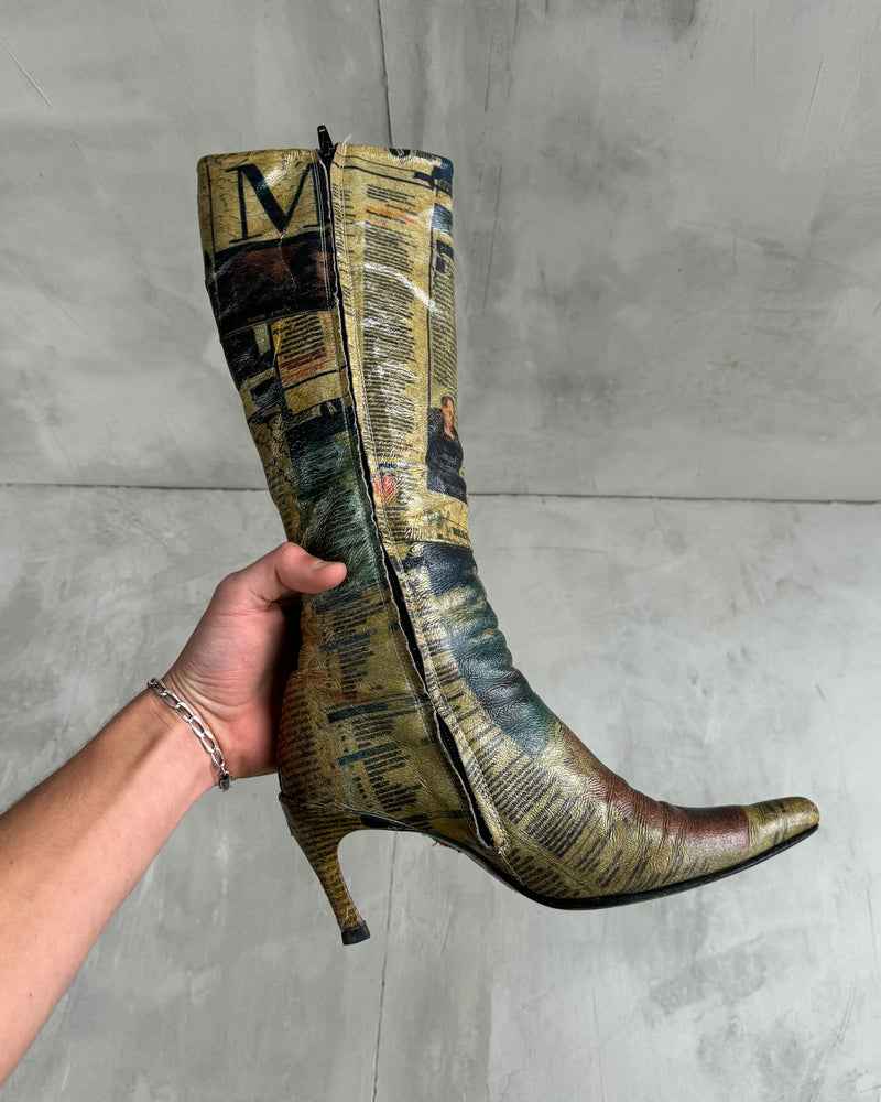 Newspaper hot sale print boots