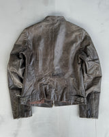 90'S WASHED BROWN LEATHER JACKET - M