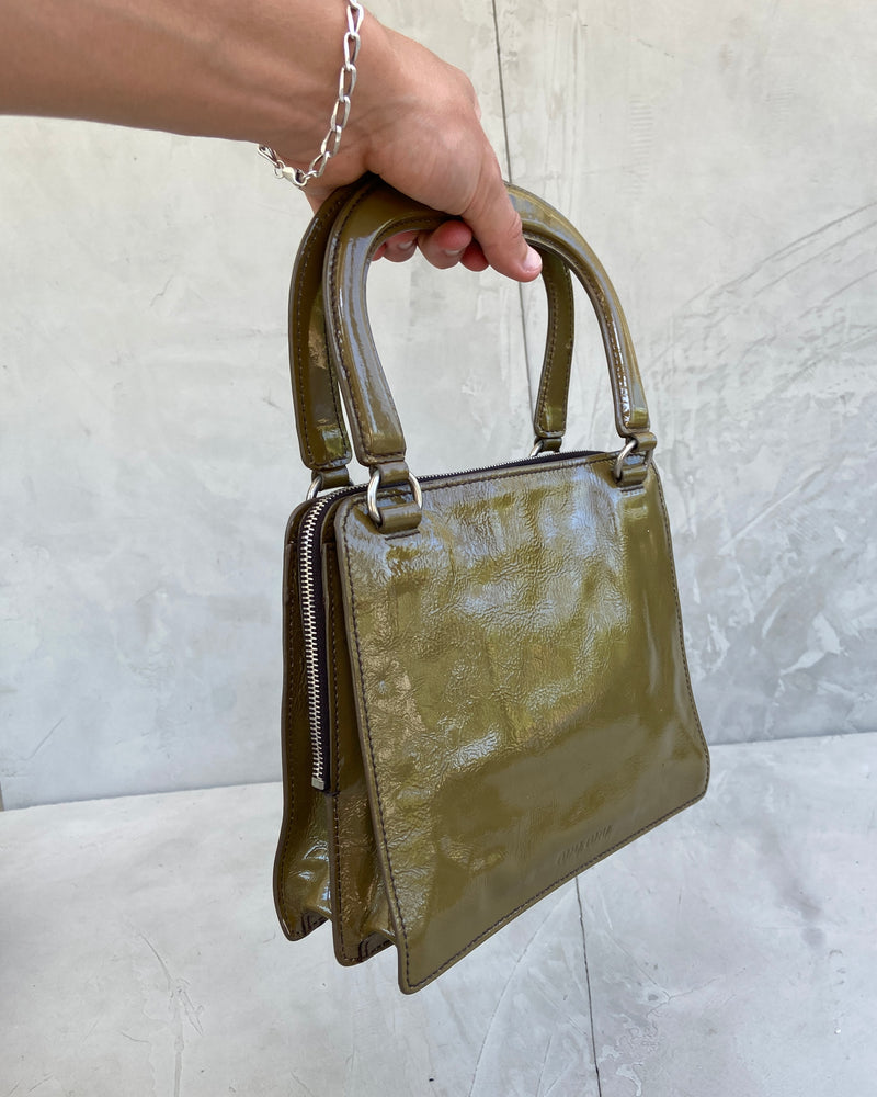 MIU MIU 1990'S PATENT LEATHER SHOULDER BAG