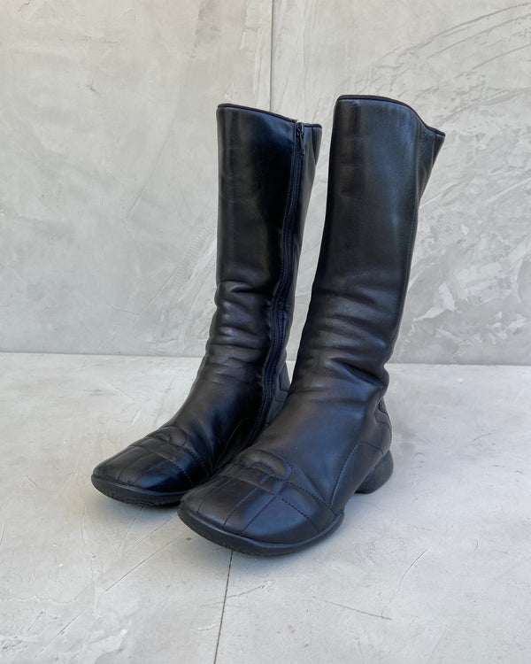 PRADA SPORT 90'S SQUARE LEATHER BOOTS - EU 35.5 / UK 3