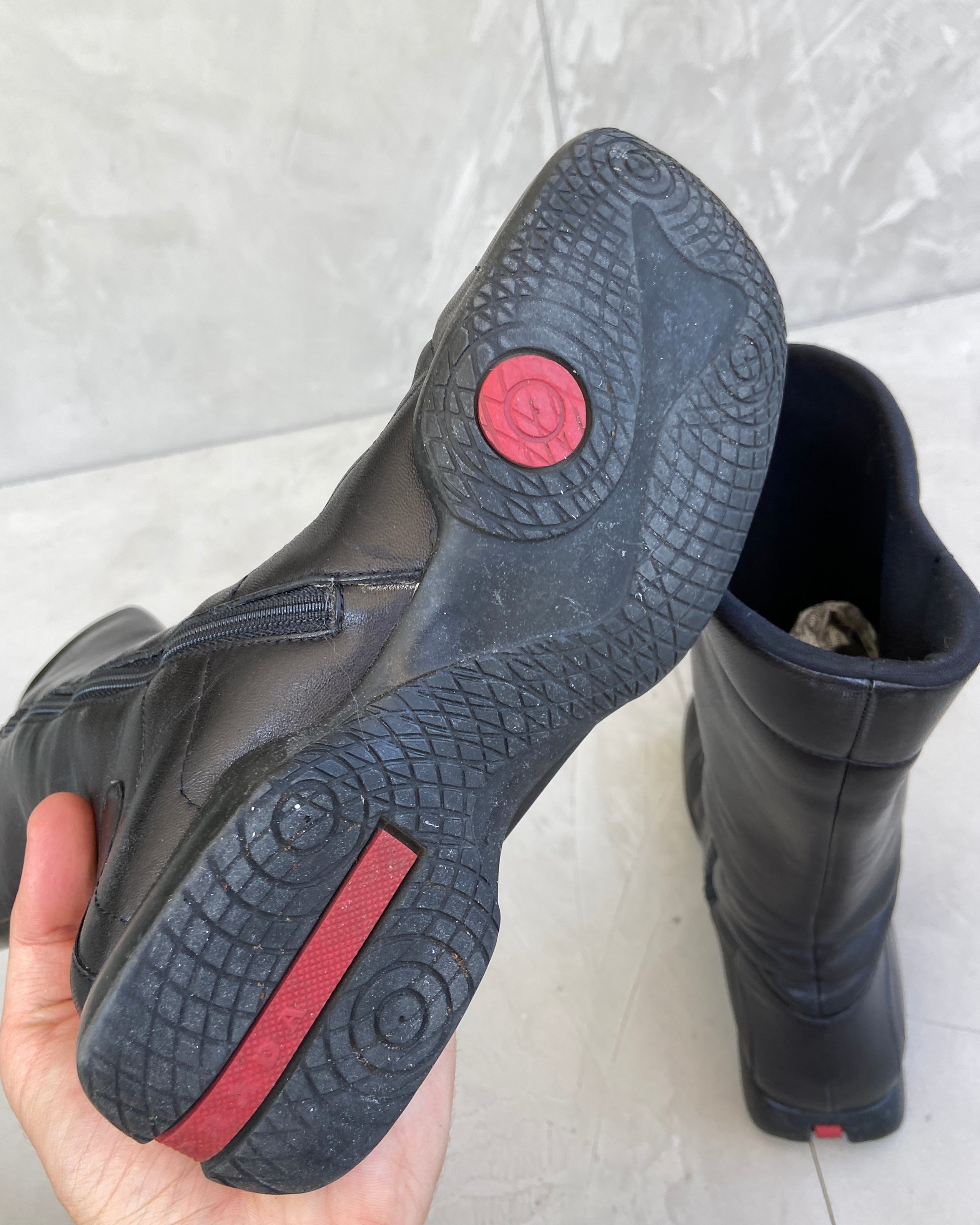 PRADA SPORT 90'S SQUARE LEATHER BOOTS - EU 35.5 / UK 3