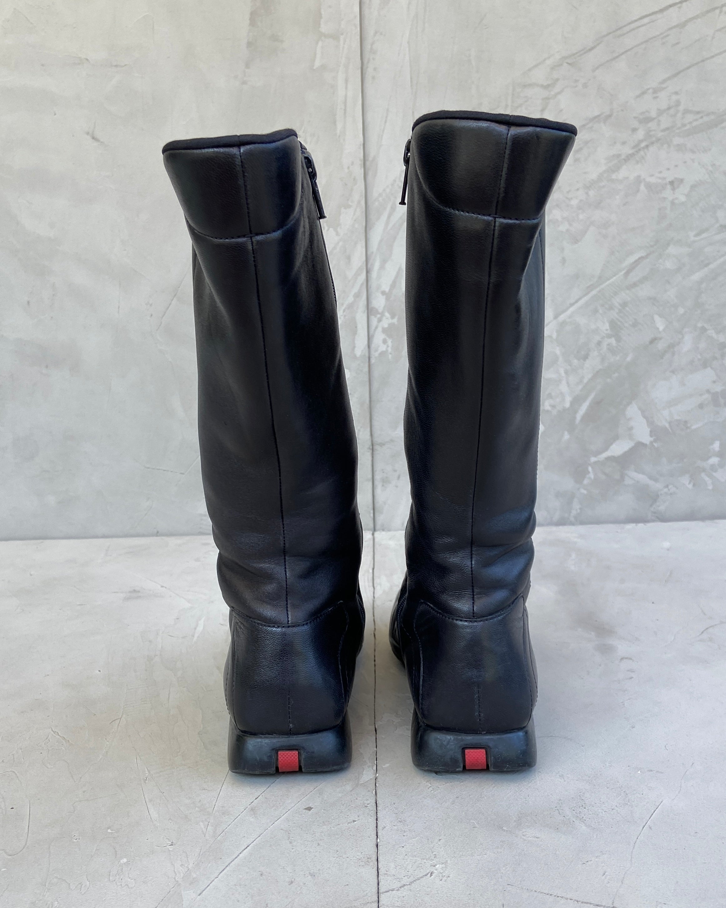 PRADA SPORT 90'S SQUARE LEATHER BOOTS - EU 35.5 / UK 3