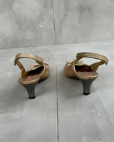 PRADA 2000'S GOLD METALLIC SLING BACK KITTEN HEELS - EU 40 / UK 7