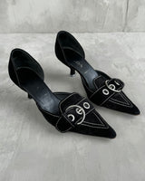 PRADA 2000'S BLACK SUEDE BUCKLE KITTEN HEEL - EU 36.5 / UK 3.5