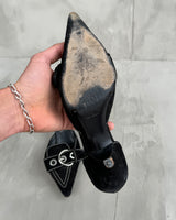 PRADA 2000'S BLACK SUEDE BUCKLE KITTEN HEEL - EU 36.5 / UK 3.5