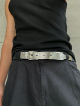 JEAN PAUL GAULTIER 90'S METAL CHROME & LEATHER BELT - M/L