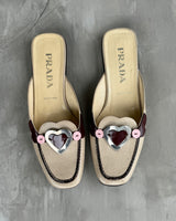 PRADA LEATHER CHROME HEART FLATS SHOES - EU 38