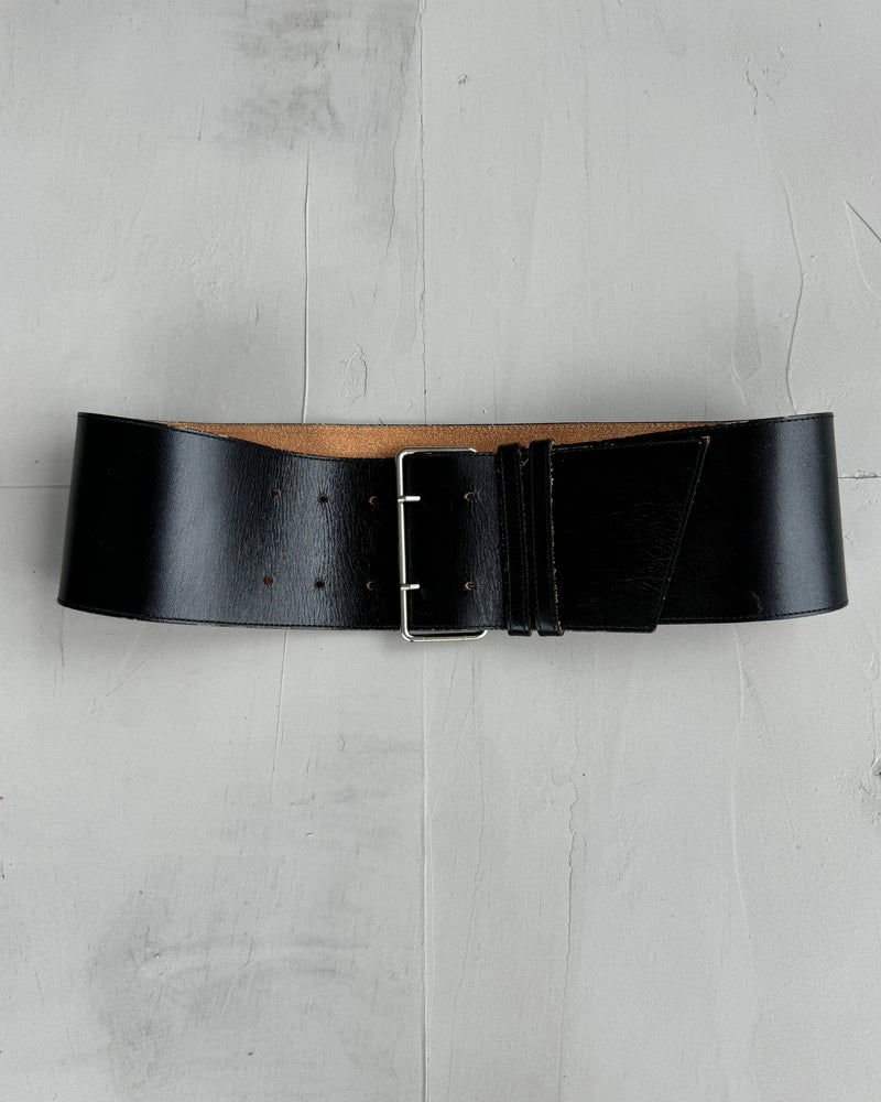 COMME DES GARCONS TRICOT 1990S WIDE BLACK LEATHER BELT