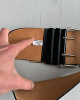 COMME DES GARCONS TRICOT 1990S WIDE BLACK LEATHER BELT