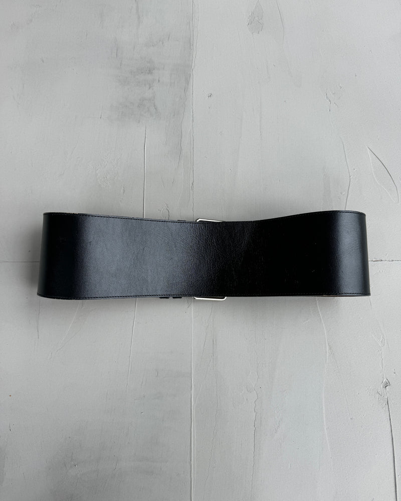 COMME DES GARCONS TRICOT 1990S WIDE BLACK LEATHER BELT