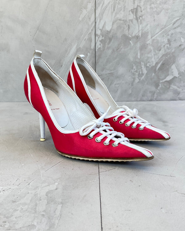 MIU MIU 2000'S LACE UP HEELS - EU 38 / UK 5