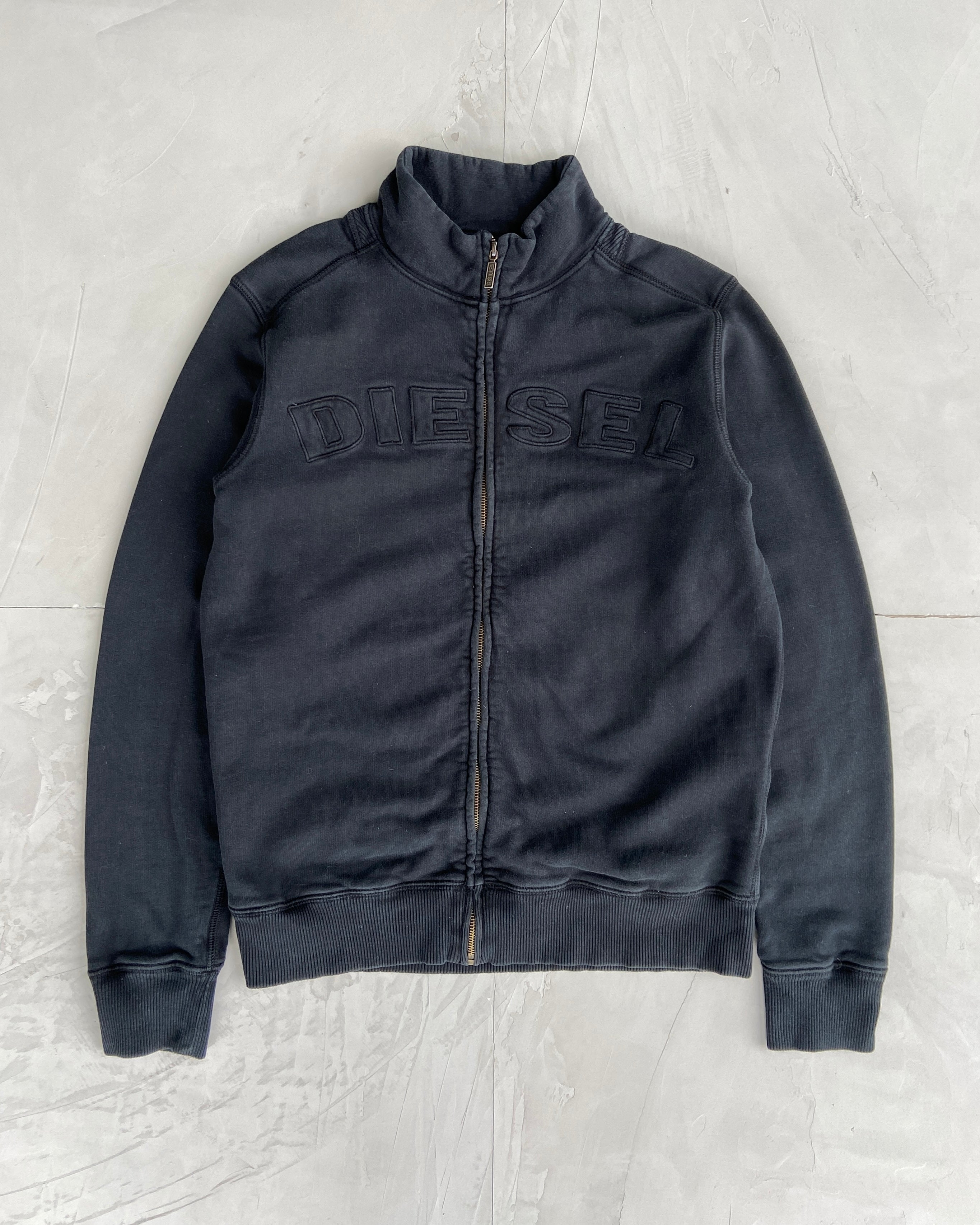 DIESEL 2000'S LOGO ZIP UP SWEATSHIRT - S